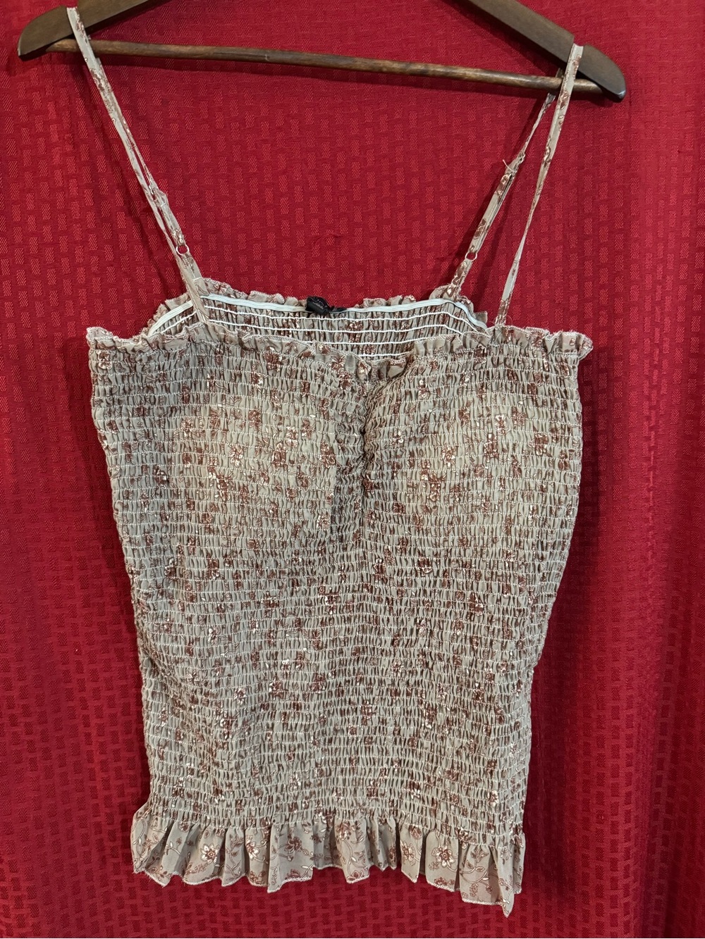 Smocked Spaghetti Strap Floral Tank Top